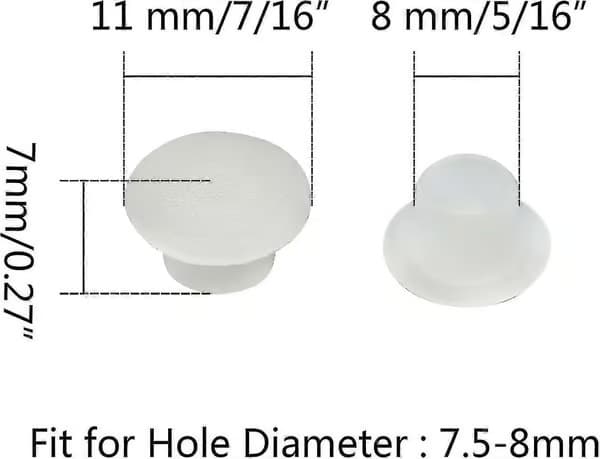 100 stk. 8mm hvide plastpropper hulpropper snap-lås 2026THO