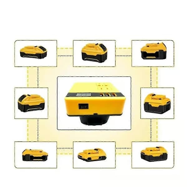 Multifunktionel strømomformer DC 18V til 220V inverteradapter strømforsyning til 18V 20V batteri 2026THO