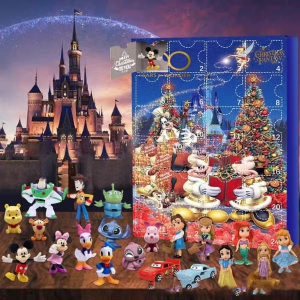 Jule-adventskalender - 24 nedtællings-Stitch Disney søde Mickey-pynt, håndlavet blind box-dukke Mickey Mouse A