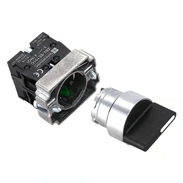 22mm Låsende 2 NO 3-positions vælgerkontakt ZB2-BE101C Sort