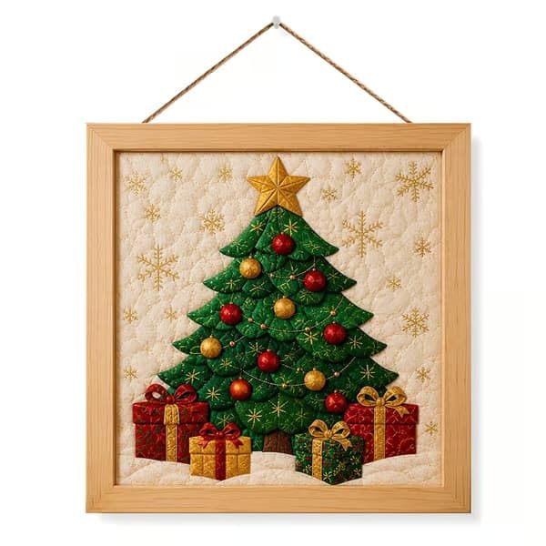 Kinusaiga Stofkunst-sæt | DIY 3D Jule-stofkunst-sæt til voksne Christmas Tree