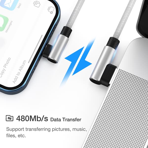 USB-kabel kompatibelt med iPhone 11 12 13 Pro X XR XS Max 6 s 7 8 Plus SE Lightning iPod vinklet adapter dataopladerkabel 1m 2m 3m langt Blue 2m