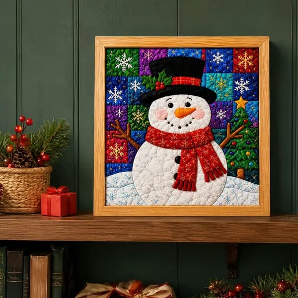 Kinusaiga Stofkunst-sæt | DIY 3D Jule-stofkunst-sæt til voksne Snowman