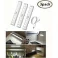 3-pack rörelsesensorlampa - USB-uppladdningsbar - 10 LED - Vit