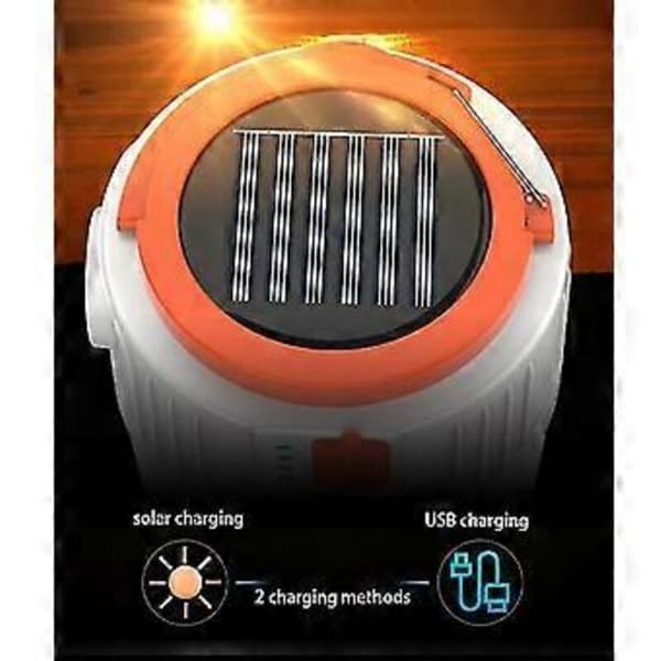 Utendørs LED solcelle campinglys med fjernkontroll og USB-lading