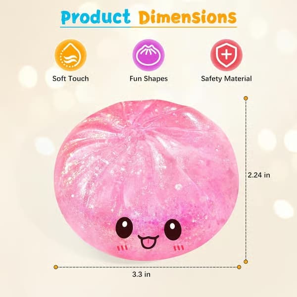 Sugar Glitter Dumpling Squishy Mystery Box, Viral Bao Bun Klemmelegetøj, Stresslindrende Gave pink