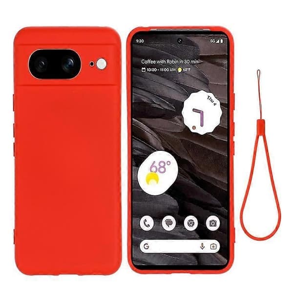 Kompatibel med Google Pixel 8 Anti-Fingeravtryck Mobilskal Flytande Silikon Mjukt Foder Baksida Red