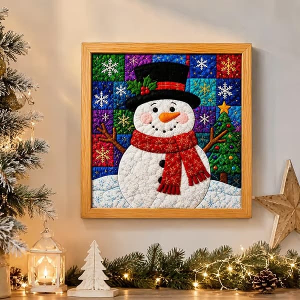 Kinusaiga Stofkunst-sæt | DIY 3D Jule-stofkunst-sæt til voksne Snowman