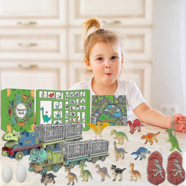 2026 Julekalender Dinosaur Bog Blind Boks, Jule Nedtællingskalender Blind Boks, Julegave