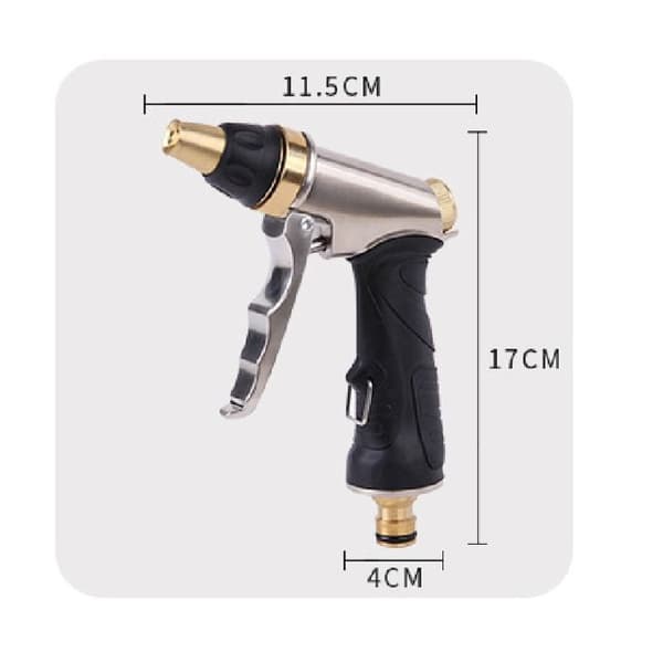Bilvaskepistol med messingdyse, robust og højtryk, justerbar fra stråle til spray