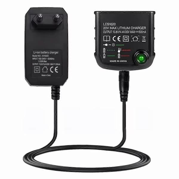 LCS1620 Lithium Batterioplader til BLACK & DECKER Genopladelig Batterioplader 20V til LBXR20 LB20 L Sort EU Stik