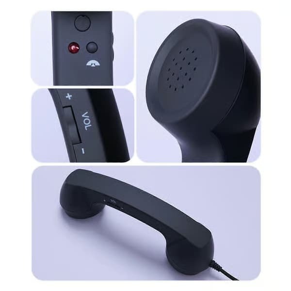 USB-C Retro-telefonrør for mobiltelefoner - Plug & Play-mottaker, strålingsbeskyttet og komfortabel ringing for iPhone og Android White
