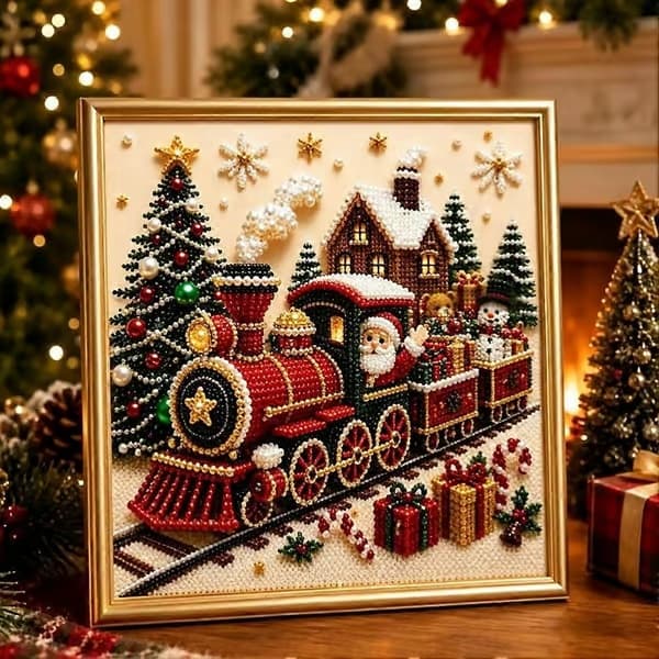 DIY Jul Pärla Diamantmålning 5D Specialform Full Borr Konst för Barn & Vuxna, Julpyssel Heminredning 23 Ruby Reindeer