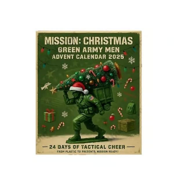 Grøn militær julekalender, blind box juletræspynt, akrylvedhæng, samlerobjekt julepynt