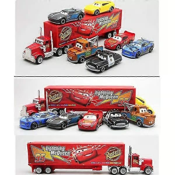 7-pack Bilar 2 Blixten McQueen Racerbil & Mack Lastbil Set Presenter-WELLNGS