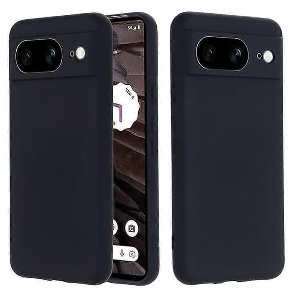Kompatibel med Google Pixel 8 Anti-Fingeravtryck Mobilskal Flytande Silikon+Mjukt Foder Telefonfodral Baksida Black