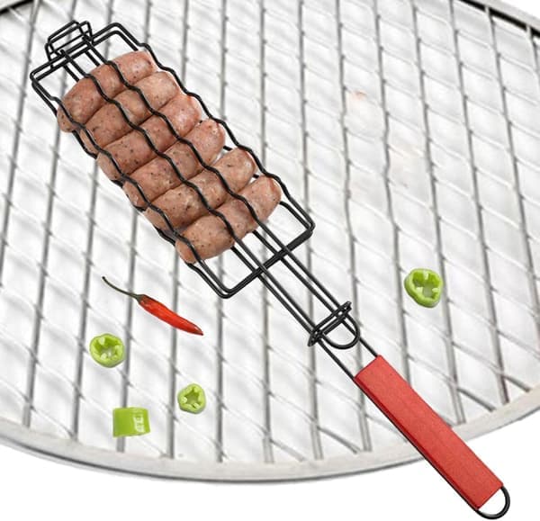 Grillkurv til pølser, grillkurv til pølser, grillkurv til kød, grillkurv til pølseriste, kylling