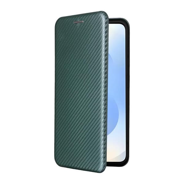 Samsung Galaxy S26 5G Fodral med kolfibertextur - Flipfodral Grön