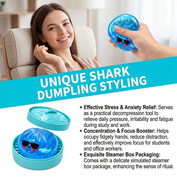 Original Mysterious Dumpling Shark Edition | Viralt blødt plyslegetøj Blind Box - Stor - Perfekt gave 1 stk.