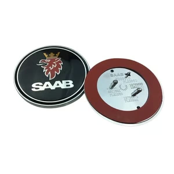 2 sorte Saab-logoer til motorhjelm og bagklap, 68 mm