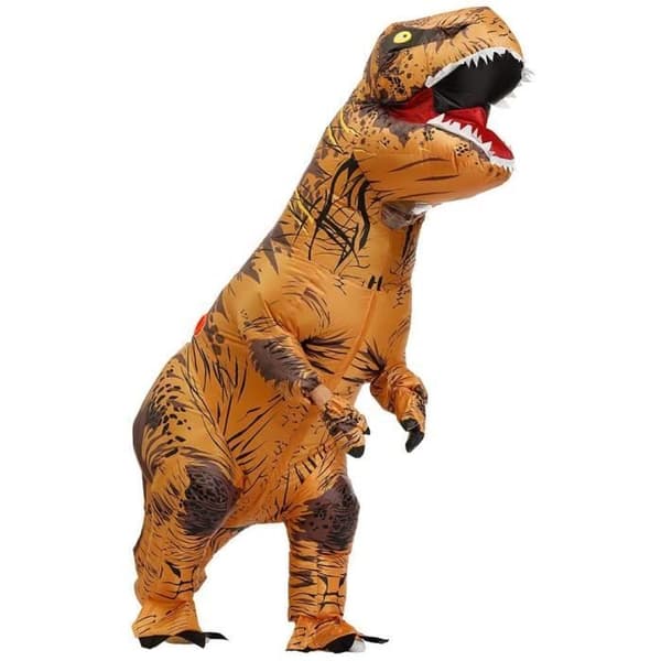 Oppblåsbart dinosaurkostyme til Halloween for voksne, unisex nyhetskostyme, brunt for cosplay-fest, 2,2 m (Klassisk brun)