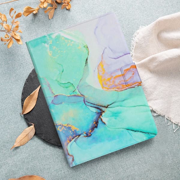 Samsung Galaxy Tab A9+ / A11+ Marmorfodral med sömn-/väckningsfunktion Grön