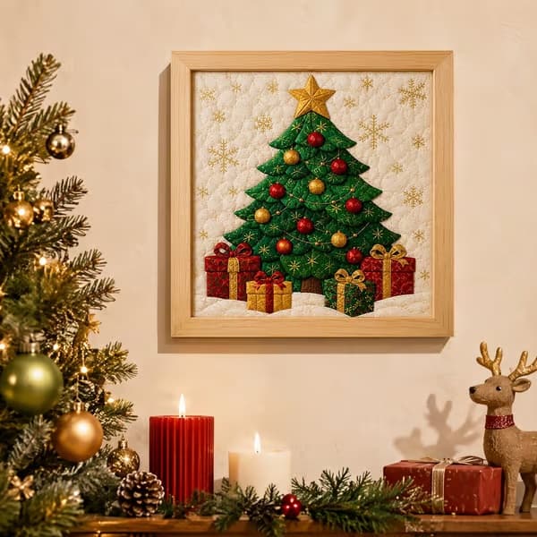 Kinusaiga Stofkunst-sæt | DIY 3D Jule-stofkunst-sæt til voksne Christmas Tree