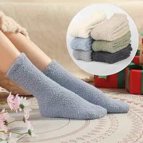 ILovDaisy Bløde Strømper til Kvinder og Piger 5/6 Par, Varme Fleece Halloween-strømper til Damer, Hyggelige Plysstrømper til Valentinsdag Multicolor