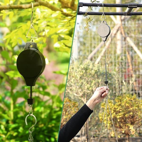 Udtrækkelige hængekroge til planter og foderautomater, 2 stk. – rustfri stålkrog, nylonsnor, op til 8 kg
