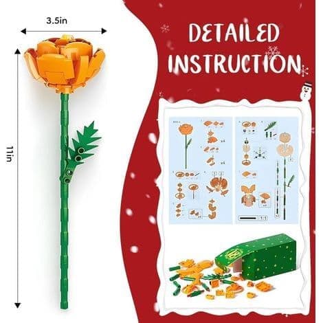 2026 Julekalender – Stor Blomst – Julebyggeklodser – Gave til Voksne – Nedtælling – Julepynt