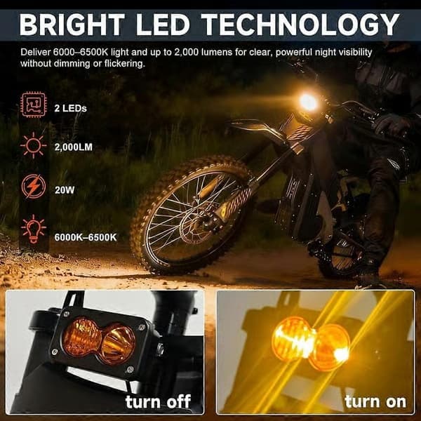 Oppgraderingssett for LED-frontlykt til Ridstar Q20/Q20 Lite/Q20 Pro - Plug-and-Play-frontlykt, 20W, 6000-6500K gult lys