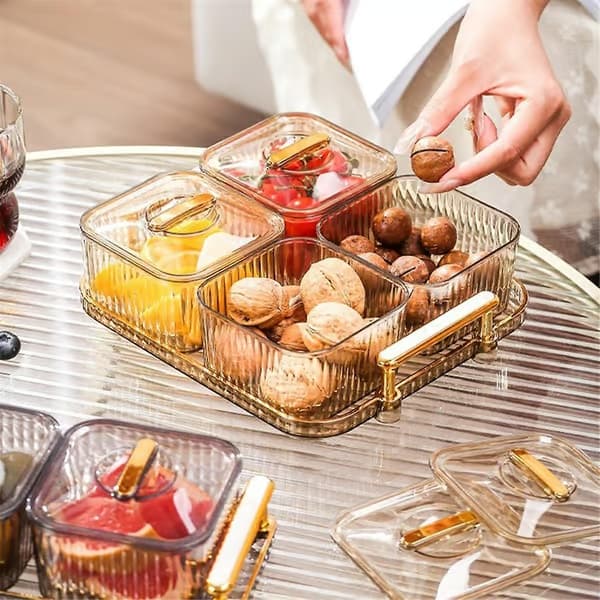 Mångsidig festlig snackbricka för frukt, nötter, fack, festlig serveringsbricka, delad serveringsskål med