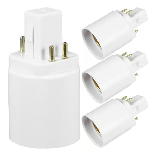 4 stk. lysestakeadapter G24q til E27 lampebase, konverterer 4-pin til skruebase, lyspæreholder for kontor, hjem og butikk