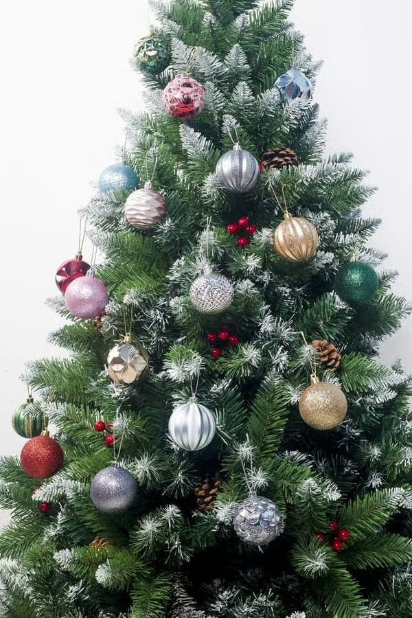 12 stk. sølv julekugler til juletræspynt