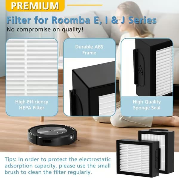 Vaihtosuodatin iRobot Roomba e-, i- ja j-sarjan i7 i7+/plus i3 i3+ E5 E6 E7 i4 i6 i6+ i8 i8+ robotti-imurin osille