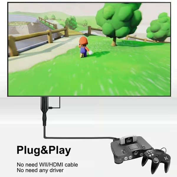 HDMI-sovitinkaapeli Nintendo Gamecube-, Super NES/SNES- ja N64-konsoleille