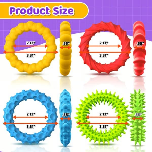 Sensorisk Fidget-legetøj til børn og voksne - 4-pak elastiske Fidget-armbånd, tekstureret og beroligende