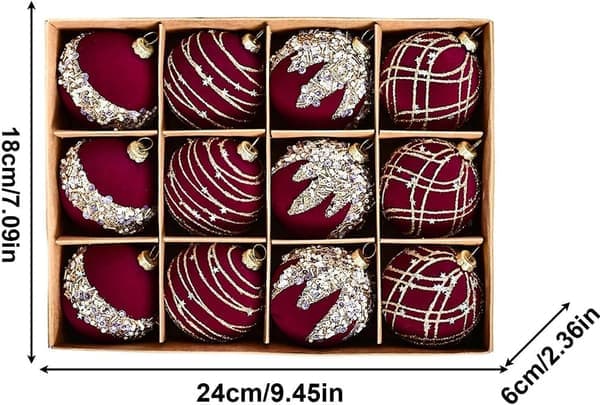 6 cm julkulor, 12 st, i set, hängande juldekorationer red