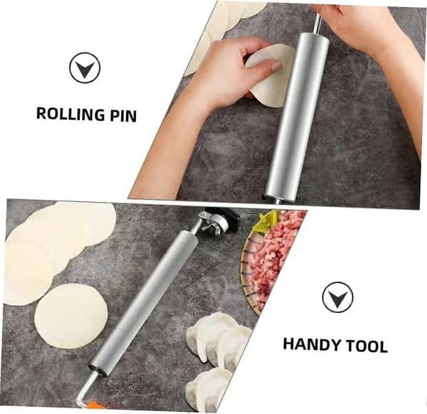 Kjevle i rustfritt stål, non-stick kjevle for baking av bakverk, pizza, dumplings, slitesterk