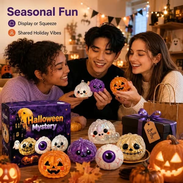 Halloween Græskarbolle Squishy Skrivebordsdekoration Bløde Langsomt-rejsende Klemefigurer 5-pak