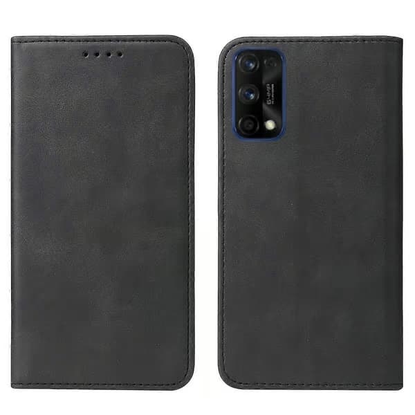 Magnetisk skinndeksel for Realme 7 Pro (Svart)