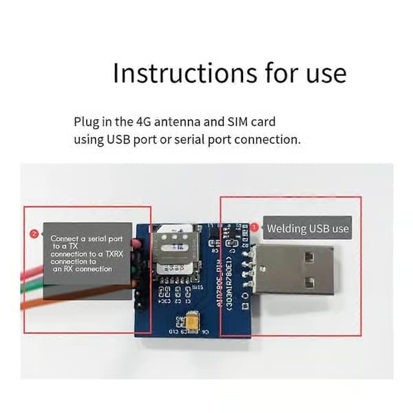 4G-modul Luat Air780E Full Netcom-modul Mini IoT seriell kommunikasjon datatransmisjon DTU multifunksjonsmodul