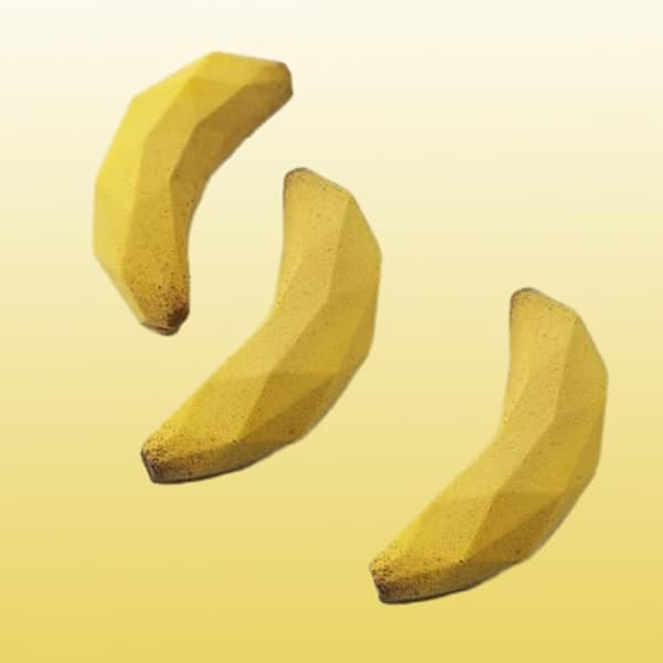 3D Banan silikonform for baking - 12-hulls kakeform for mousse, sjokolade, gelé og desserter, BPA-fritt fleksibelt brett