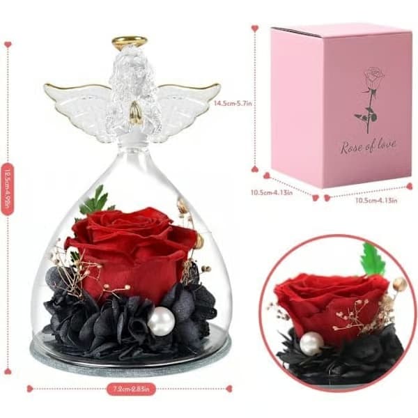 Eternity Rose Engel Statue Eternity Rose Gave Mors Dag Julegave til mor og bedstemor Romantisk gave - Rød Red