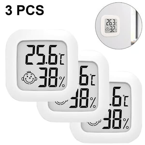 3-pakning innendørs termometer og hygrometer med digitalt display