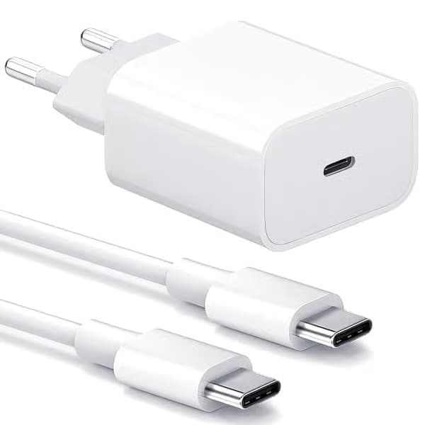 Lader - Hurtiglader 20W USB-C-adapter + kabel 2m hvit 2-pack USB-C