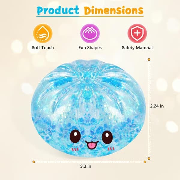 Sukkerglitter Dumpling Squishy Mystery Box, Viral Bao Bun Klemmeleke, Stresslindrende Gave (Blå) robin blue
