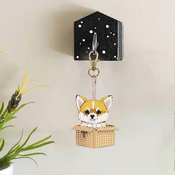 DIY diamantmaling nøglering sød hvalp