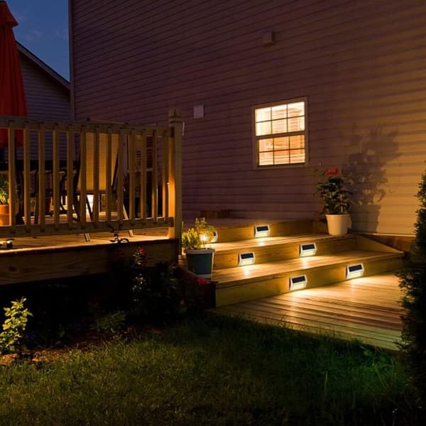 [6 pakker] 4LED udendørs solcelle-havelamper, vandtæt solcelledrevet