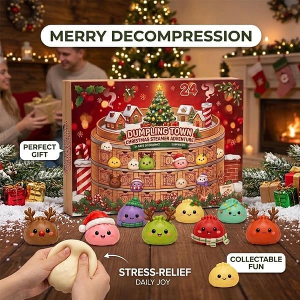 Jul Squishies Adventskalender 2026, 24 dagar Dumpling Squishies Leksaker Nedräkningskalender, Squishy Överraskningar Sensorisk Fidget Present, 24 dagar-B